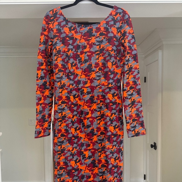 Karl by Karl Lagerfeld Long Sleeve V-neck Back Jersey Knit Dress - Size L - Picture 1 of 12